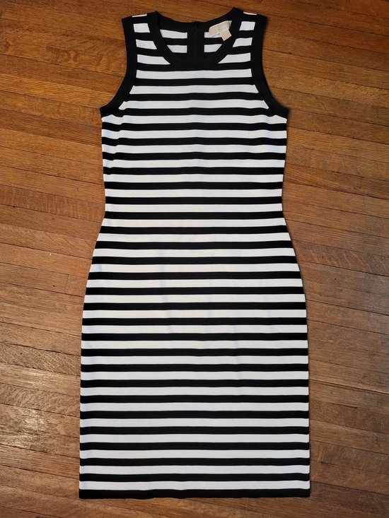 MICHAEL Michael Kors Dresses & Skirts - MICHAEL Michael Kors Black & White Striped Sleeveless Midi Sheath Dress